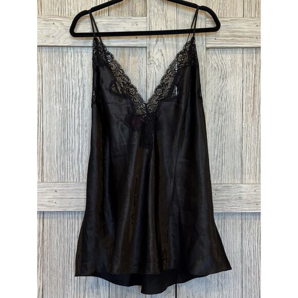 Hips And Curves Lace Babydoll Satin Mini Slip Dress 2X Black Gothic Y2K - Picture 1 of 5